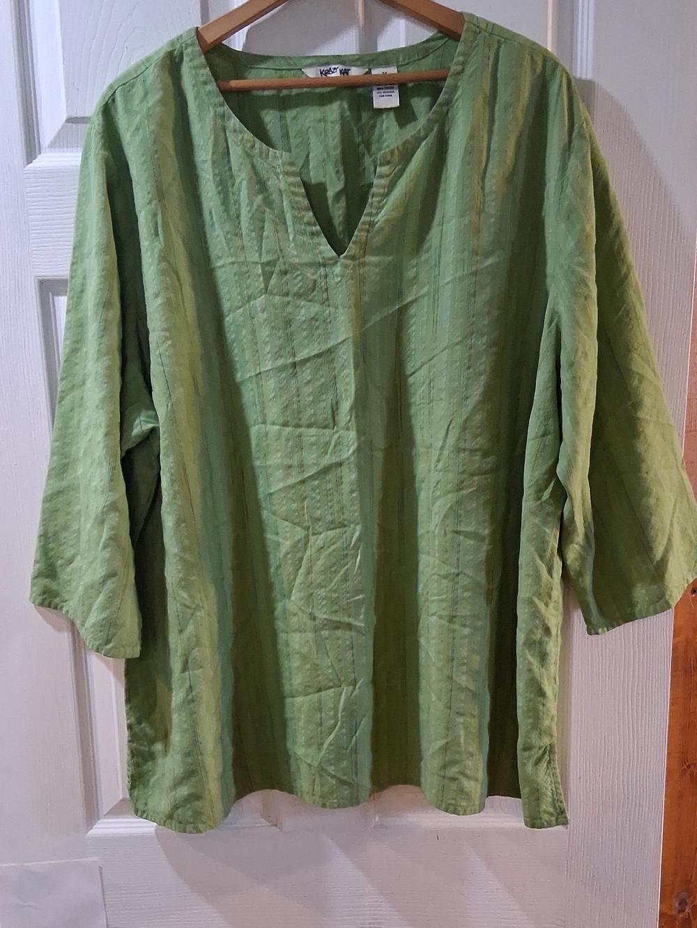 Soft Lightweight Green V-neck Women's Top